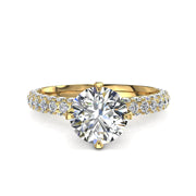 Solitaire bague diamant rond 1.60 carat or jaune Elisa